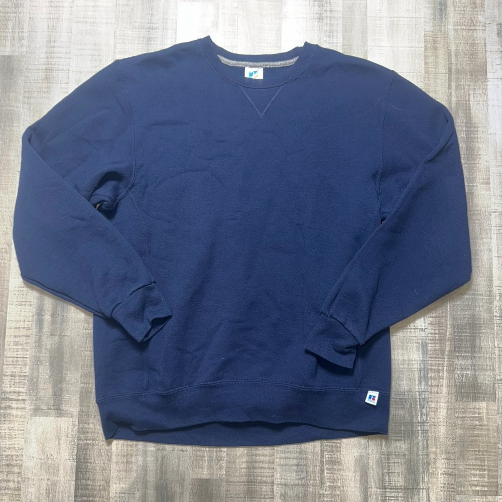 Vintage Russell Athletic Navy Blue Crewneck Sweatshirt Blank Size Large